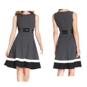 Calvin Klein Charcoal Midi Dress with Monochrome Details